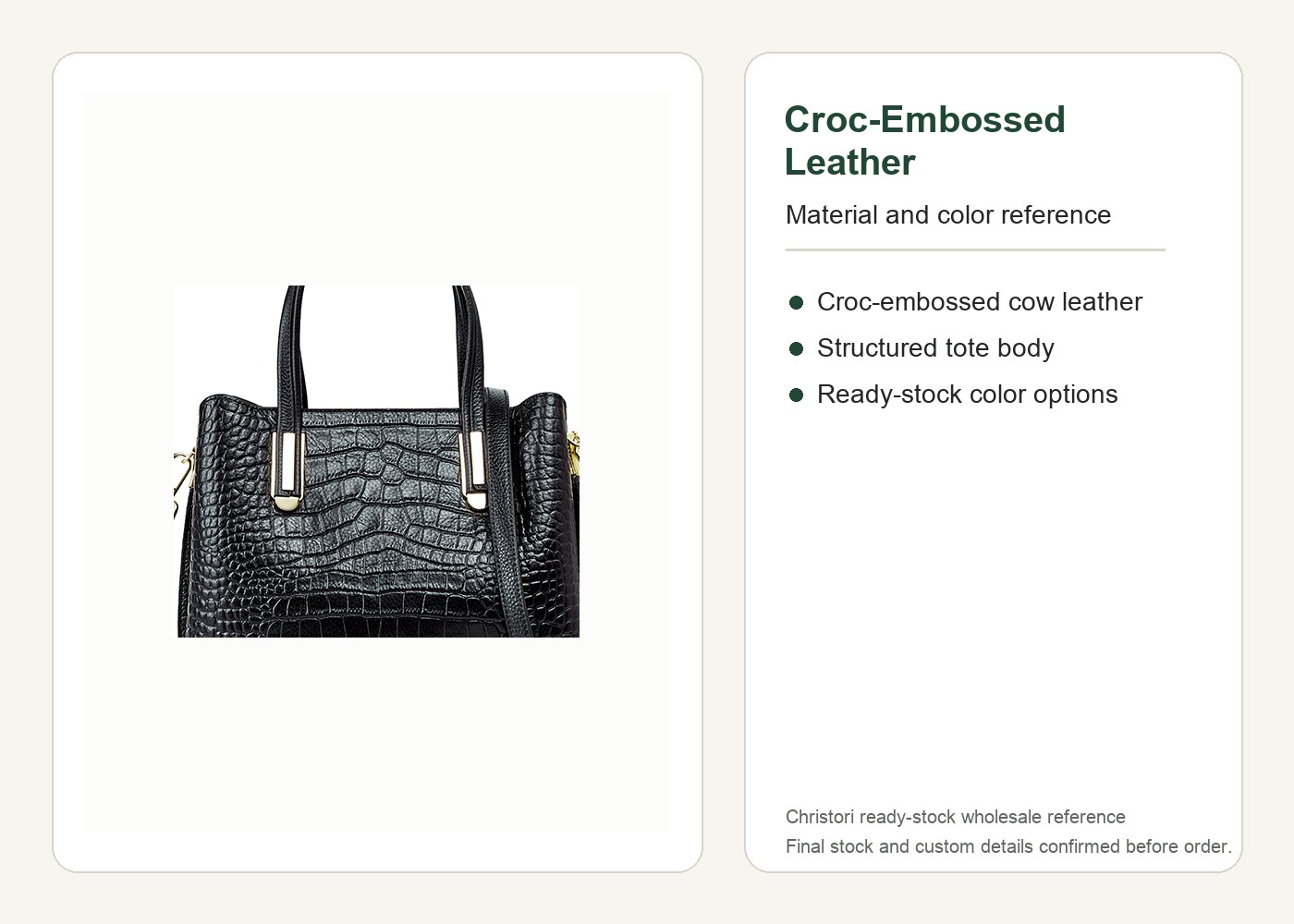 Product image 8 of Croc Embossed Leather Tote Bag for wholesale handbag buyers