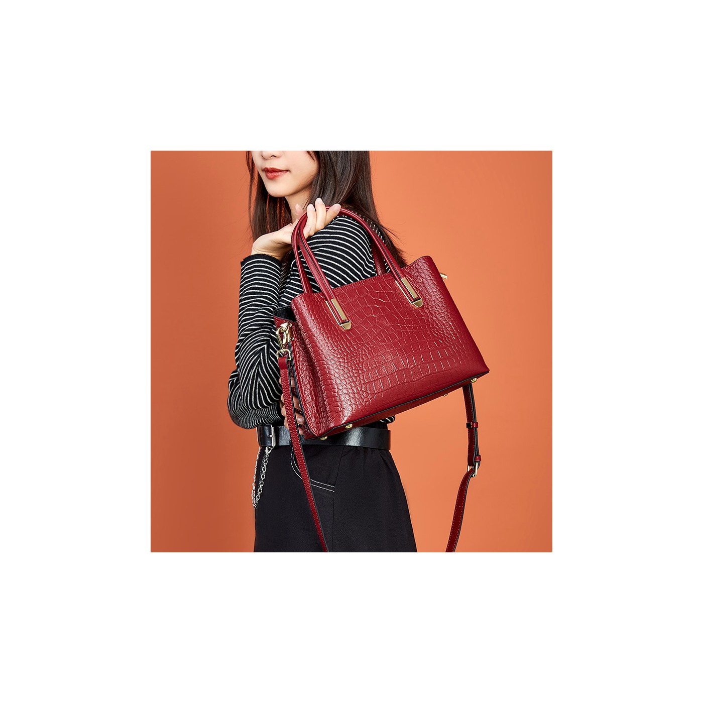 Product image 2 of Croc Embossed Leather Tote Bag for wholesale handbag buyers