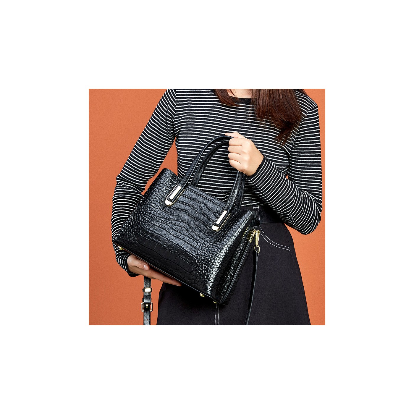 Product image 3 of Croc Embossed Leather Tote Bag for wholesale handbag buyers