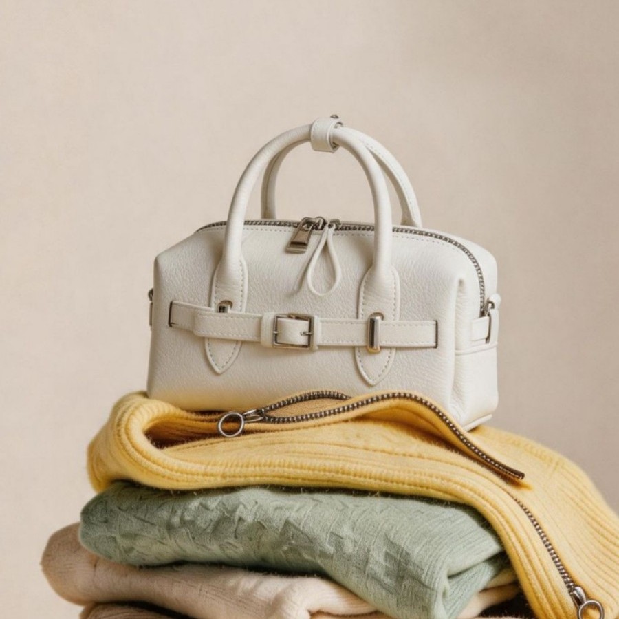 Artisan Top-Grain Leather Bowling Bag product image