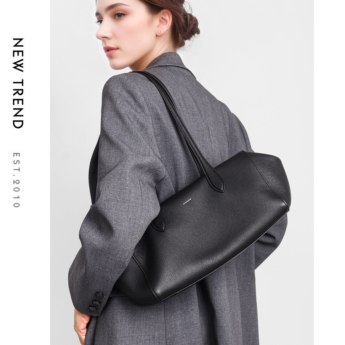 Bowling Tote Genuine Leather Commuter Bag Large Capacity product image