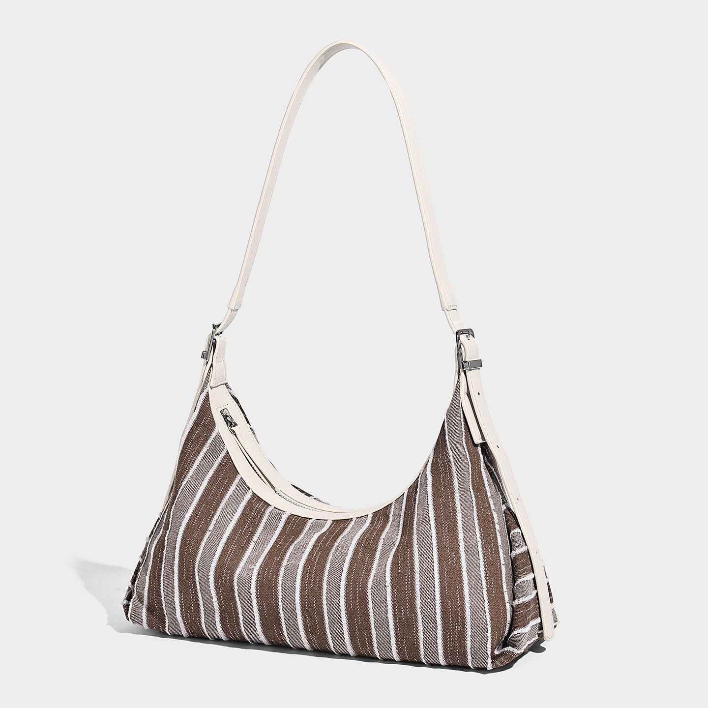 Colorblock Stripe Straw-Woven Large Shoulder Bag