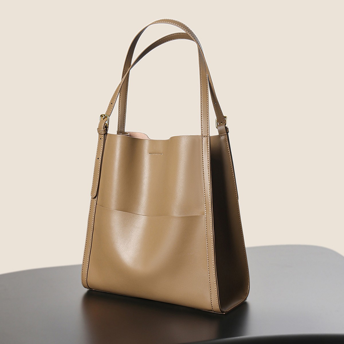 Genuine Leather Bucket Bag Women Shoulder Bag Commuter Tote Large Capacity Crossbody product image