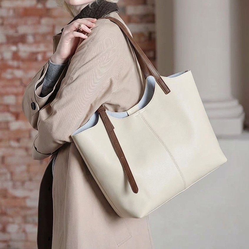 Genuine Leather Large Tote Shoulder Bag Women Commuter Crossbody Bag Large Capacity Summer product image