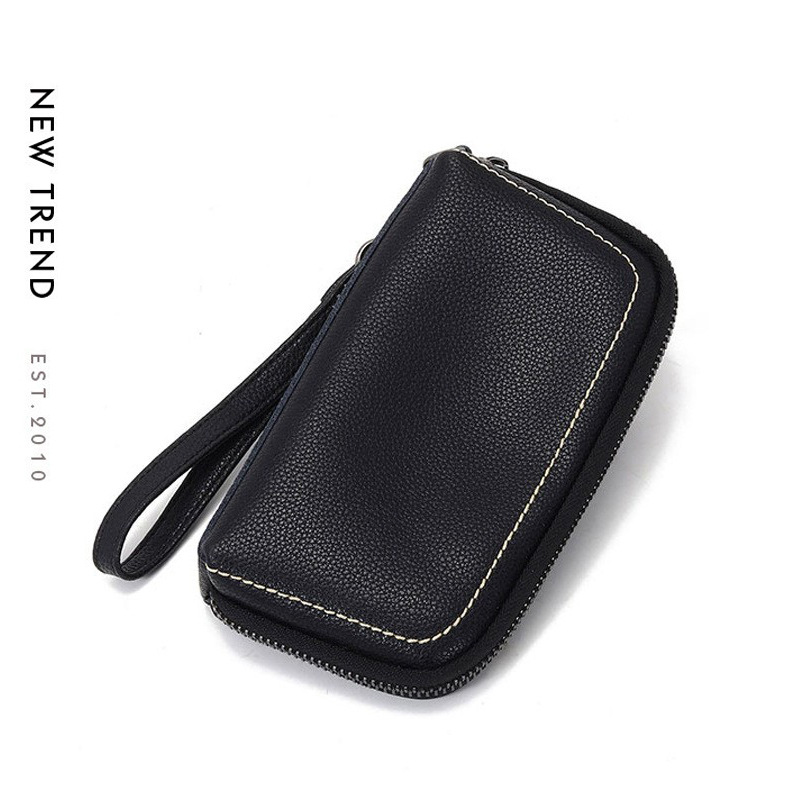 Genuine Leather Long Wallet Women Large Capacity RFID Multi-Card Slot Zipper Purse product image