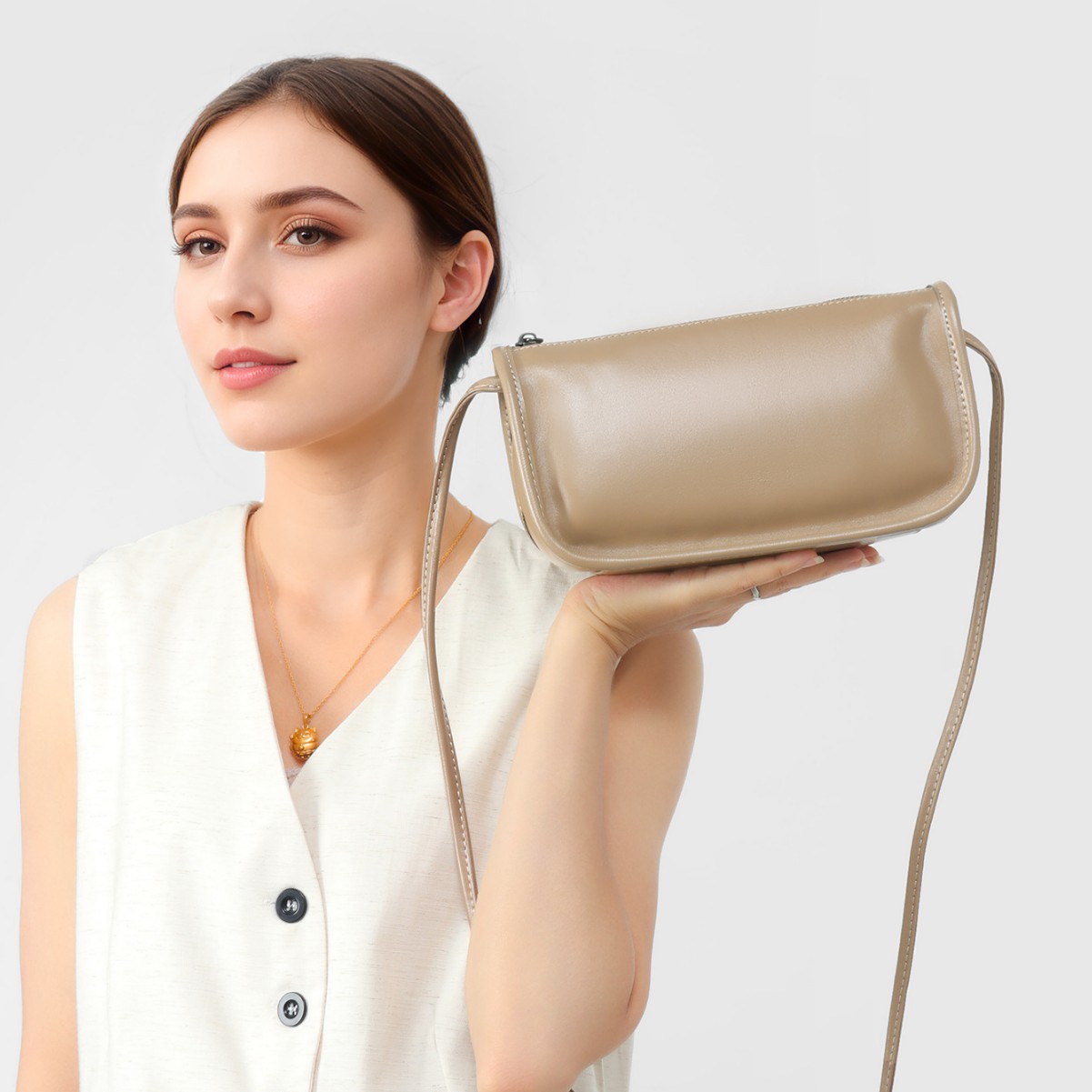 Genuine Leather Mini Crossbody Bag Women Vintage Dumpling Shoulder Phone Bag product image
