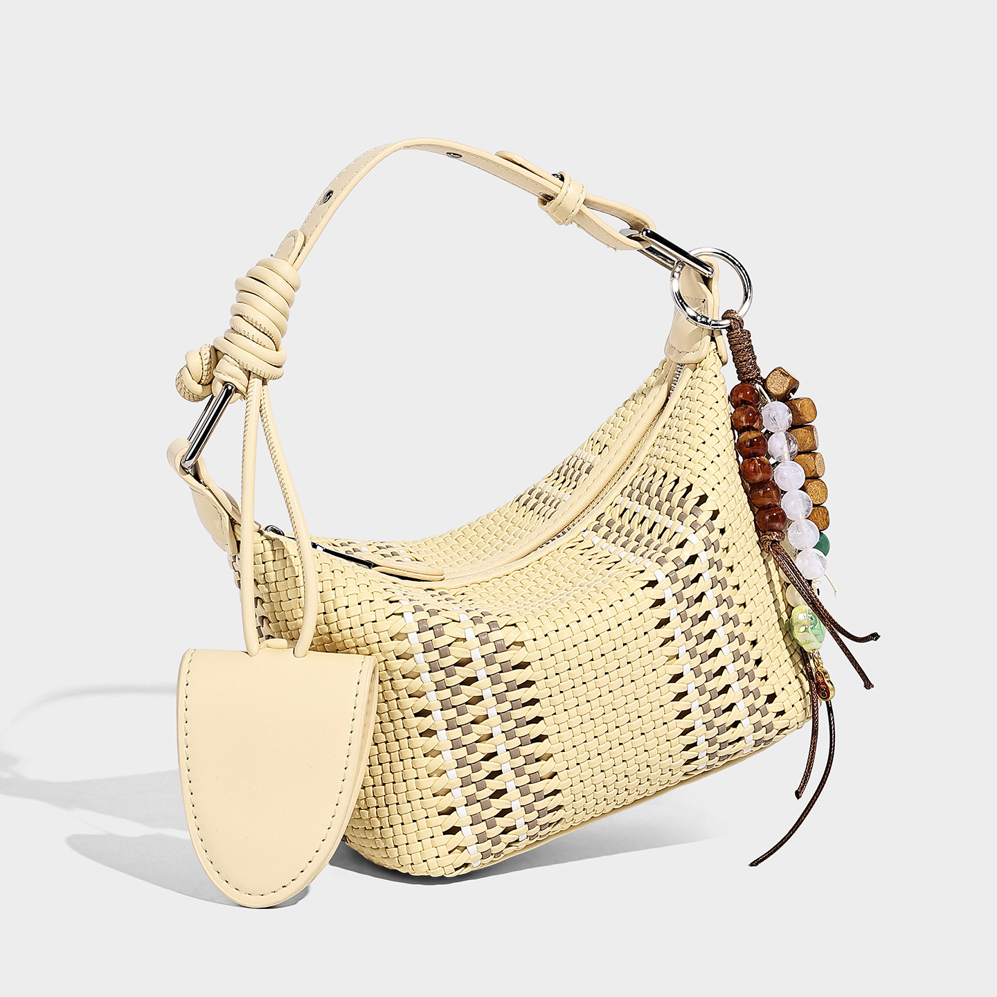 Hollow Lattice Woven Vegan Leather Tote Shoulder Bag