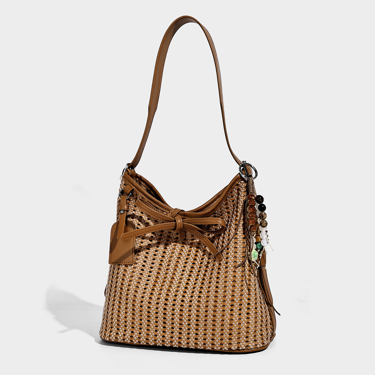 Hollow Woven Vegan Leather Large Beach Tote — Summer