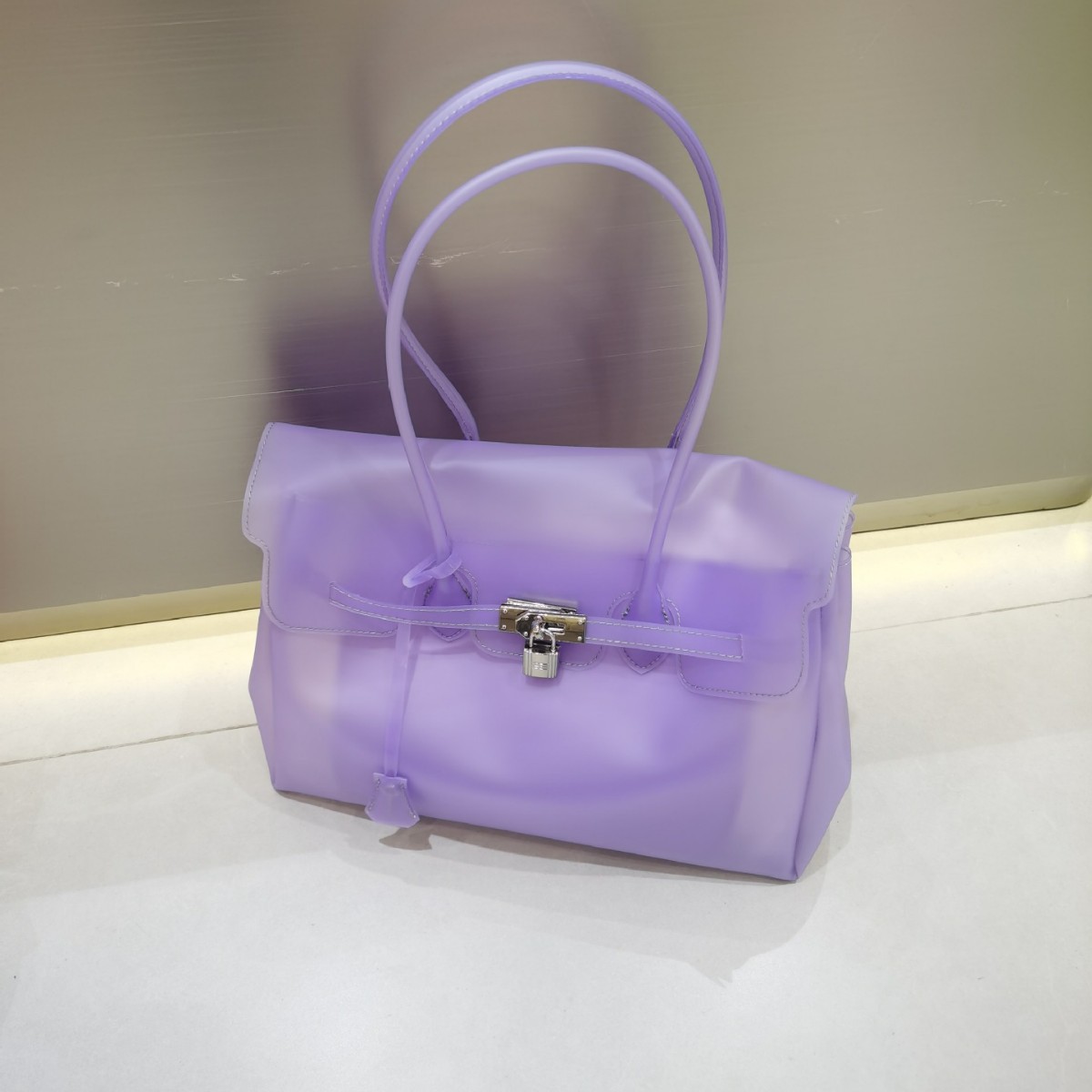 Jelly PU Tote Underarm Bag — Large Capacity Platinum