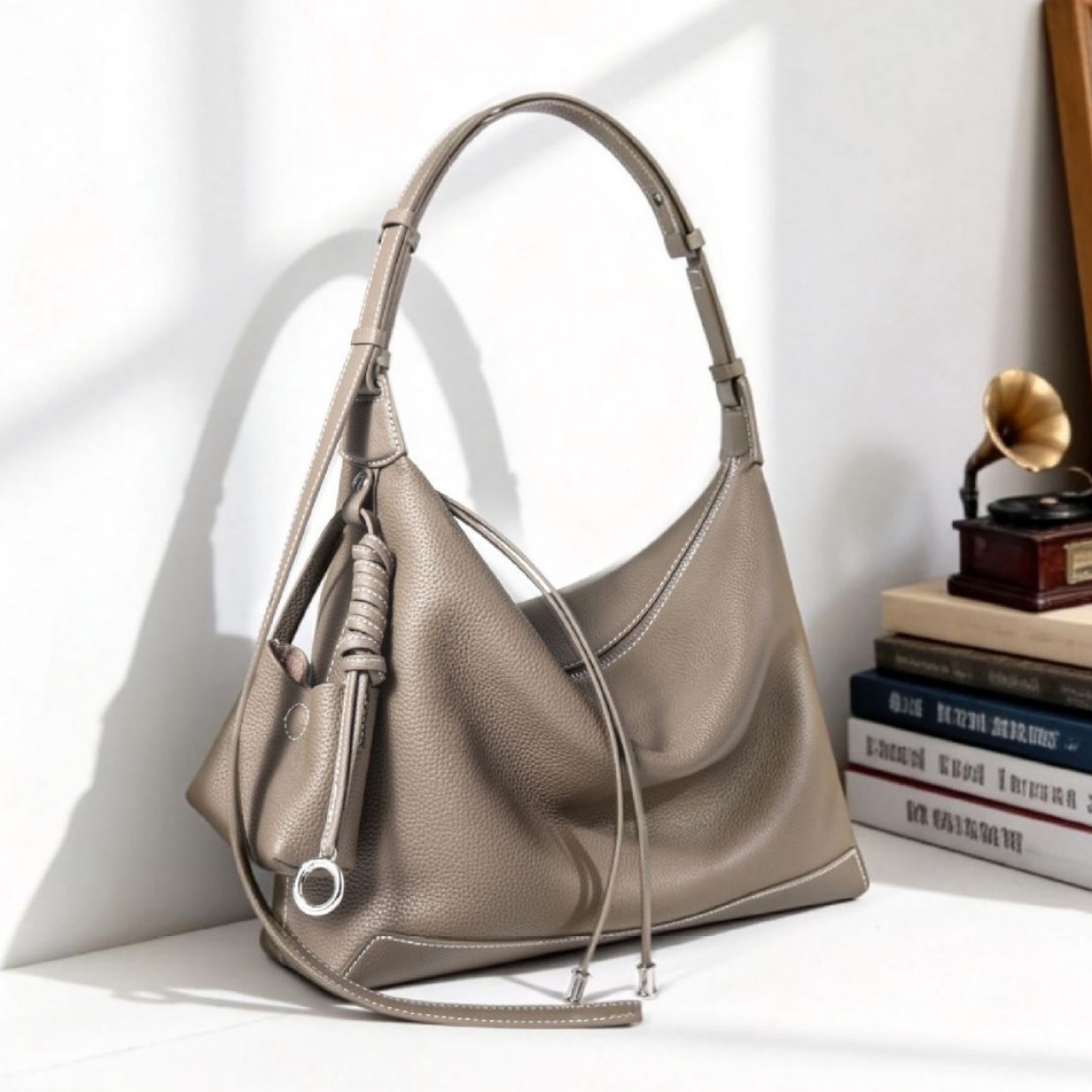 Large Capacity Genuine Leather Commuter Tote Shoulder Underarm Bag product image