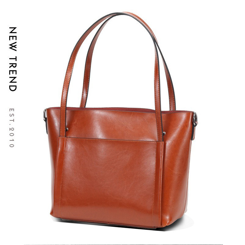 Large Capacity Genuine Leather Tote Bag Women Commuter Crossbody Shoulder Bag Minimalist product image