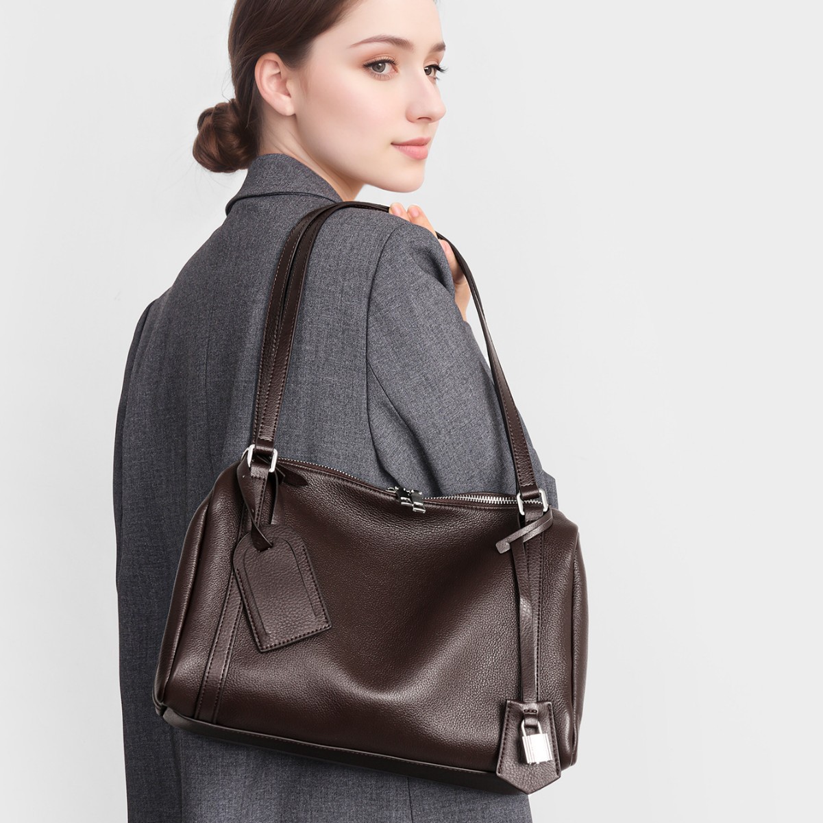 Large Capacity Genuine Leather Tote and Underarm Bag product image