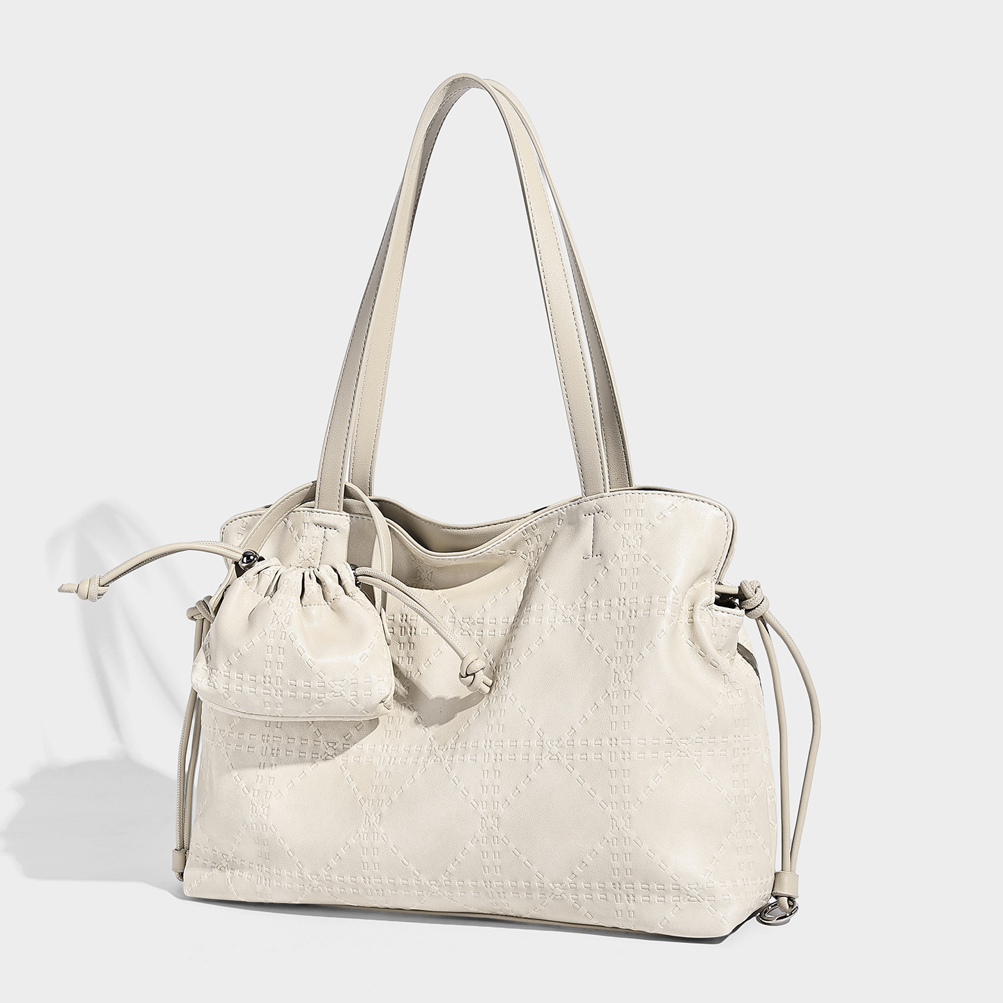 Large Capacity Vegan Leather Shoulder Tote — Retro Minimal