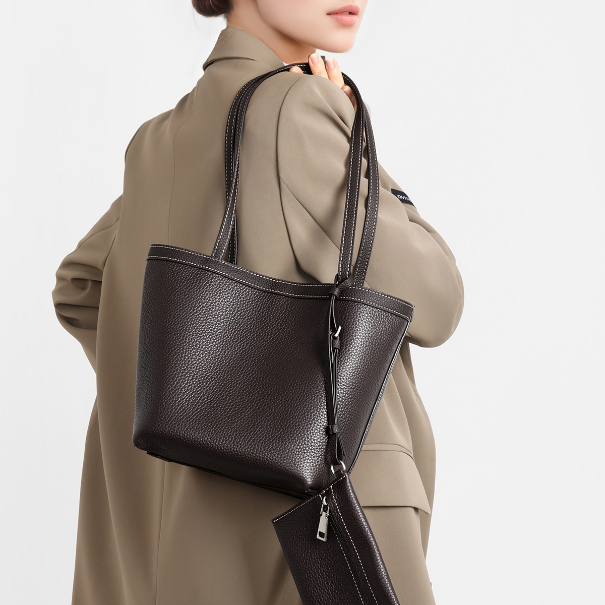 Minimalist Korean Style Underarm Tote | Genuine Leather product image