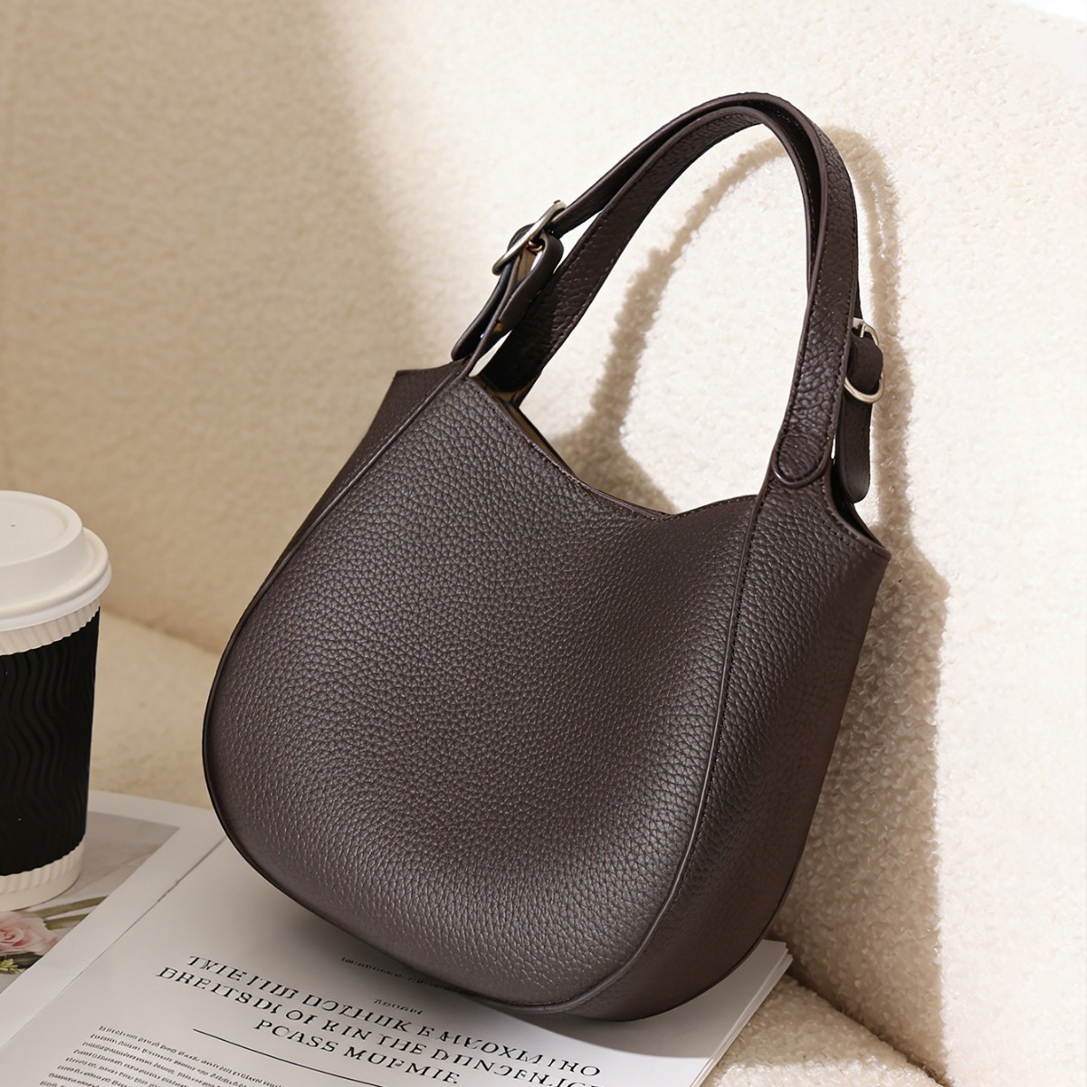 Soft Top-Grain Cowhide Large Capacity Commuter Handbag product image