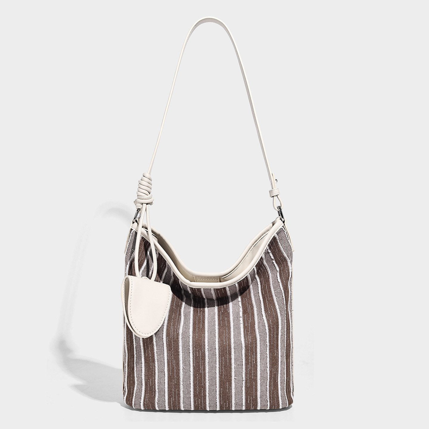 Stripe Canvas Large Tote Bag with Vegan Leather Handles related to Canvas handbag material