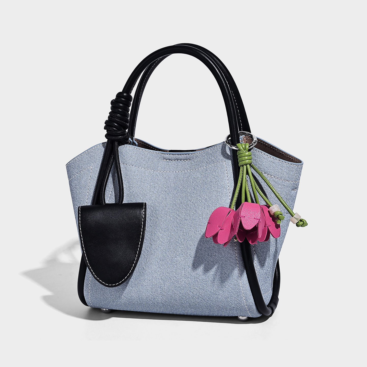 Vegan Leather Bucket Basket Bag — Large Capacity Shoulder