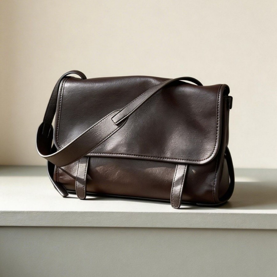 Vintage Cowhide Large Capacity Messenger Shoulder Bag product image