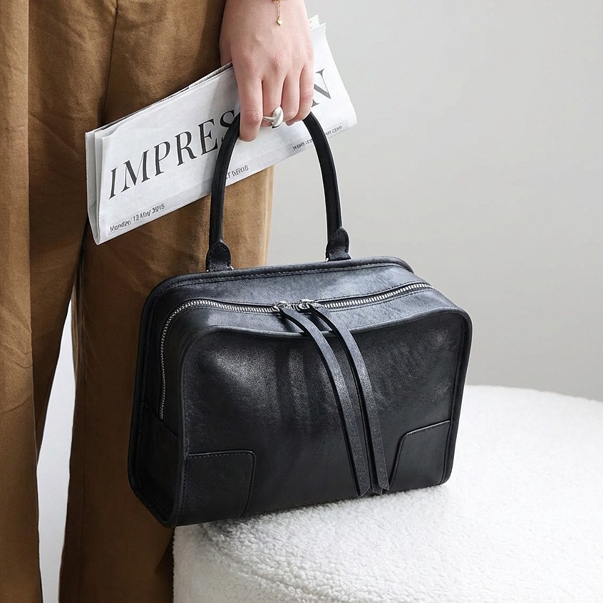 Vintage Vegetable Tanned Leather Boston Bag product image