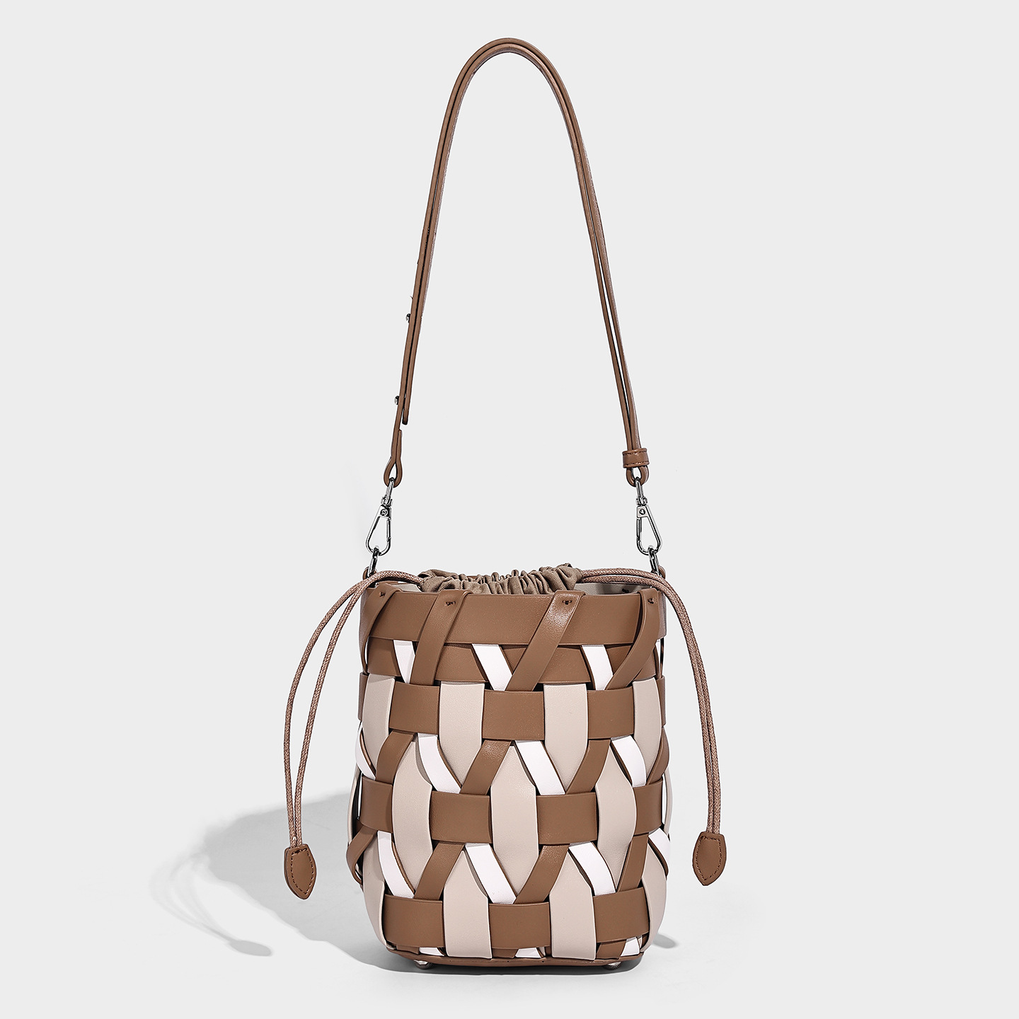 Woven Vegan Leather Bucket Crossbody Bag — Luxe Edition 2026