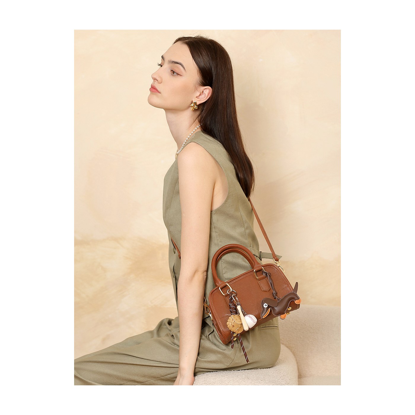 Product image 4 of Mini Leather Boston Crossbody Bag for wholesale handbag buyers