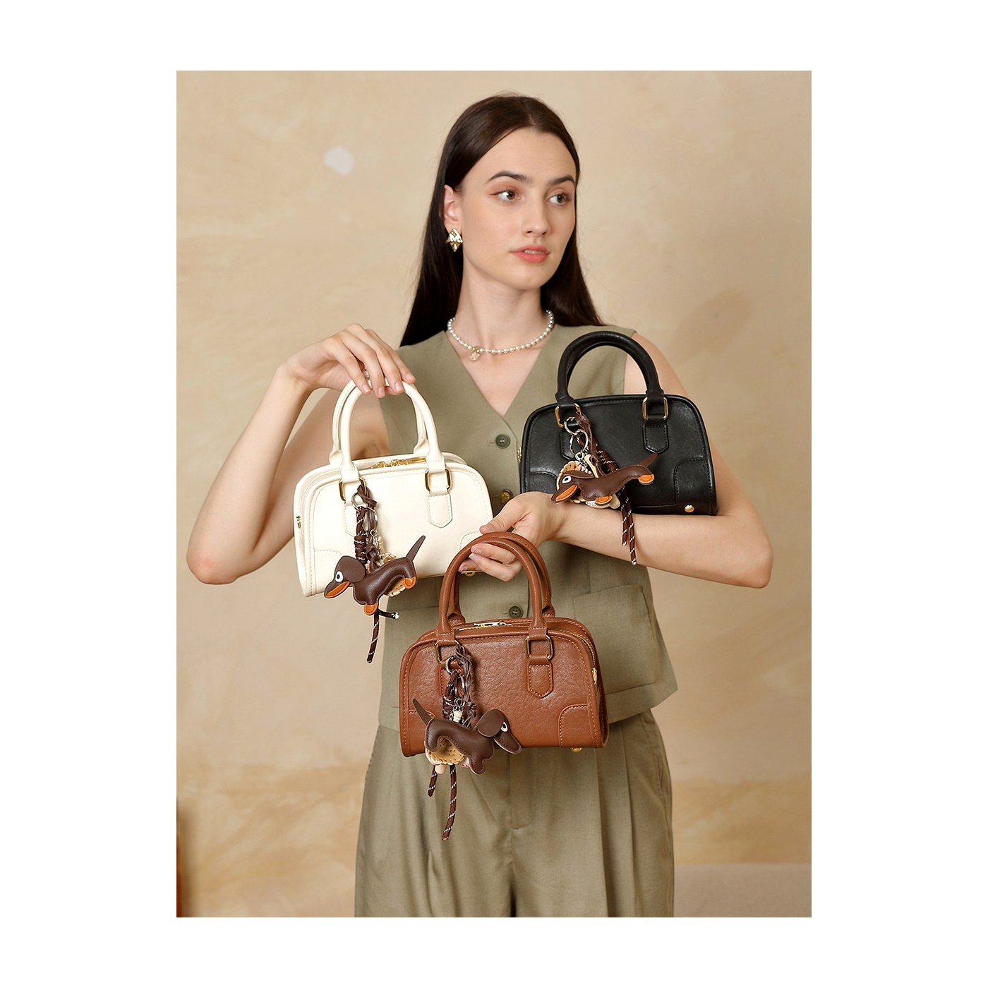 Product image 6 of Mini Leather Boston Crossbody Bag for wholesale handbag buyers