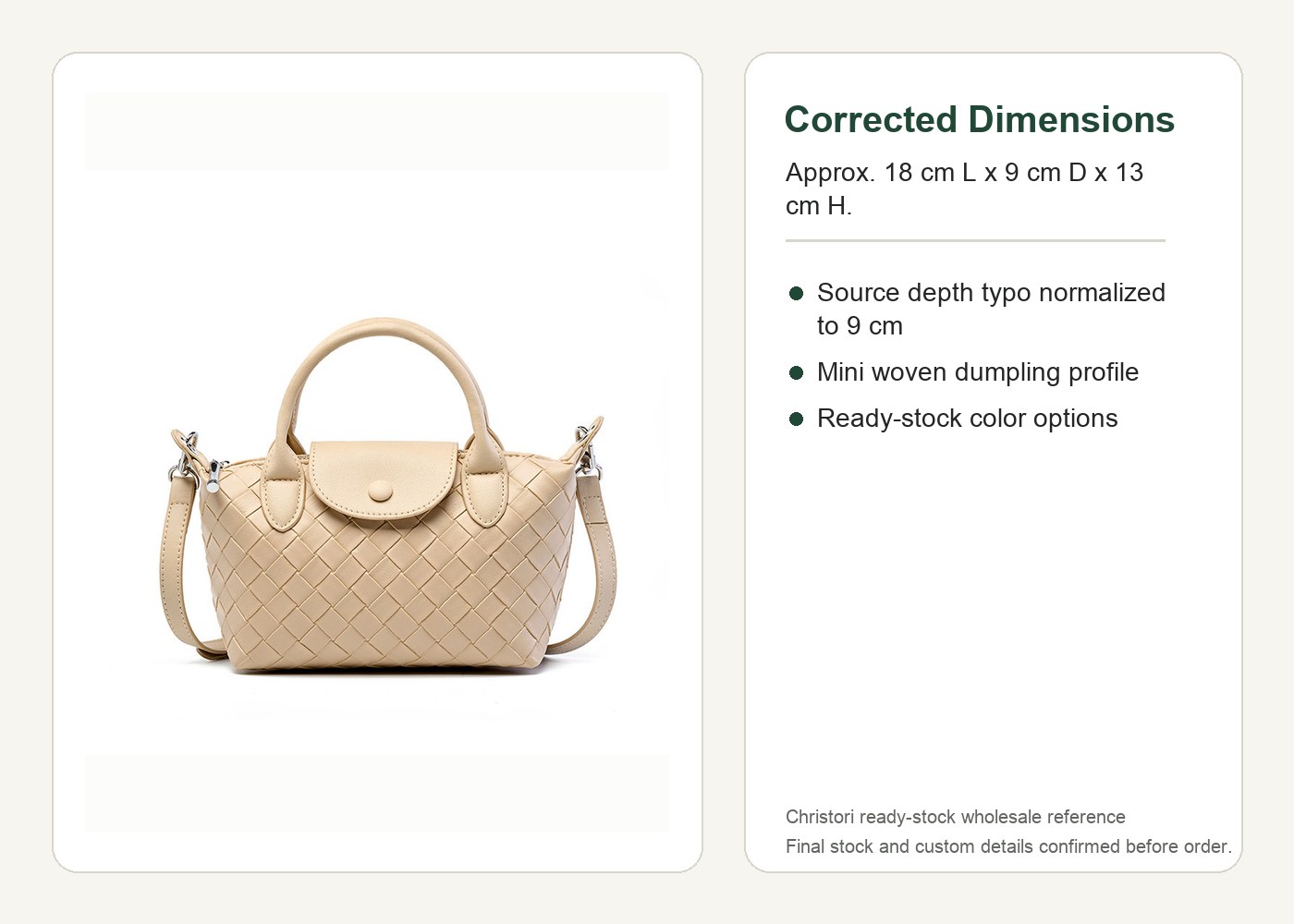 Product image 9 of Mini Woven Leather Dumpling Crossbody Bag for wholesale handbag buyers