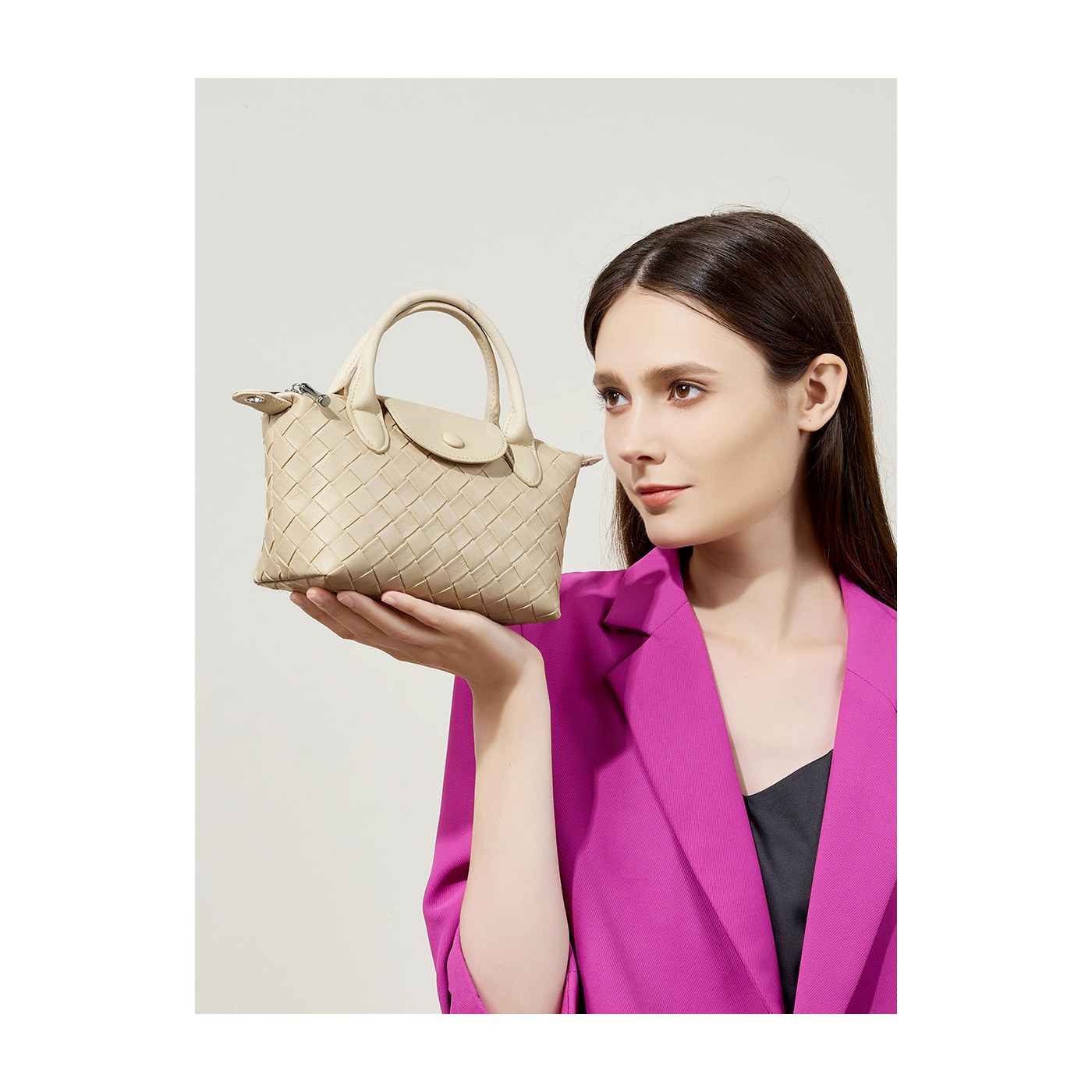 Product image 2 of Mini Woven Leather Dumpling Crossbody Bag for wholesale handbag buyers