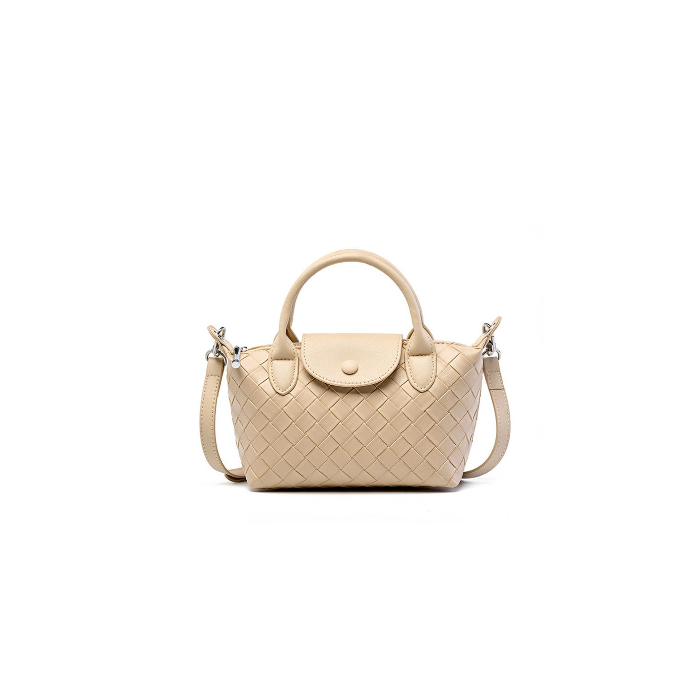 Mini Woven Leather Dumpling Crossbody Bag product image