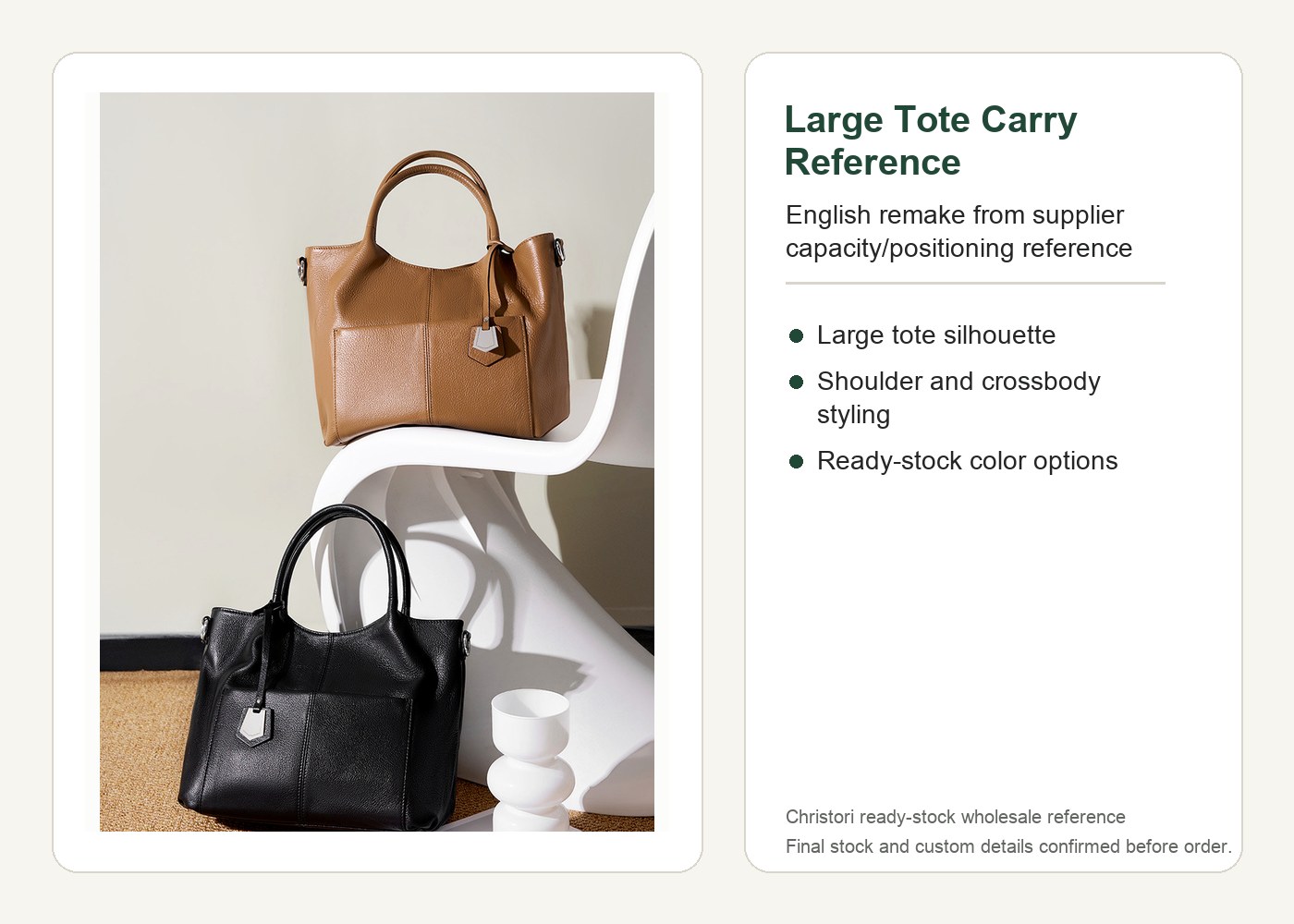 Product image 8 of Large Leather Mom Tote Bag for wholesale handbag buyers