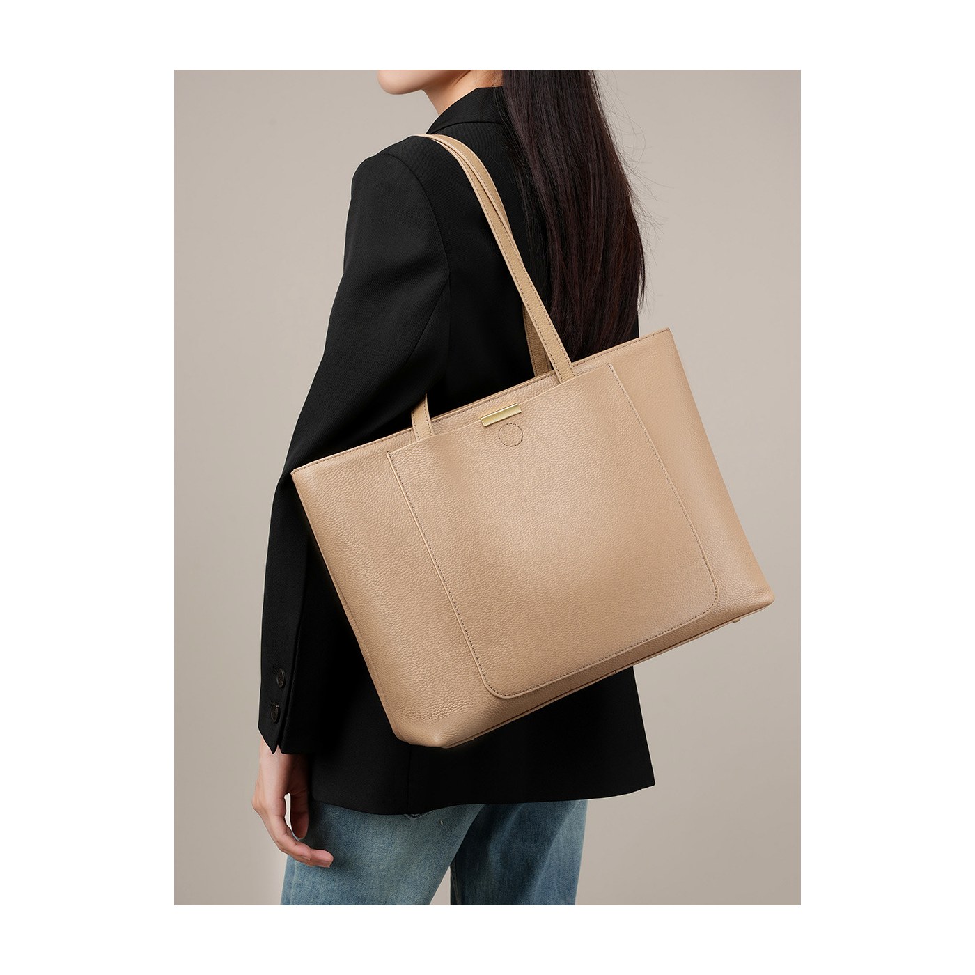 Product image 3 of Large Pebbled Leather Commuter Tote for wholesale handbag buyers