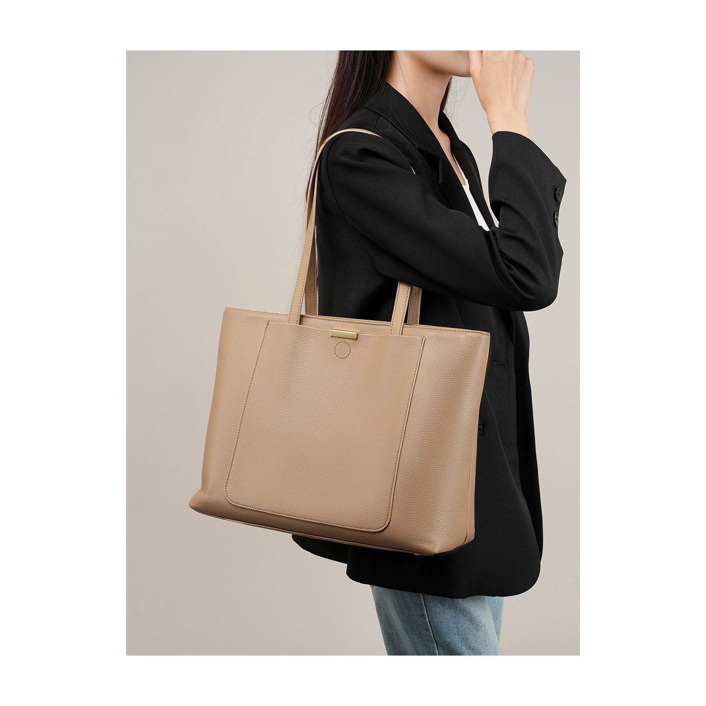 Product image 4 of Large Pebbled Leather Commuter Tote for wholesale handbag buyers