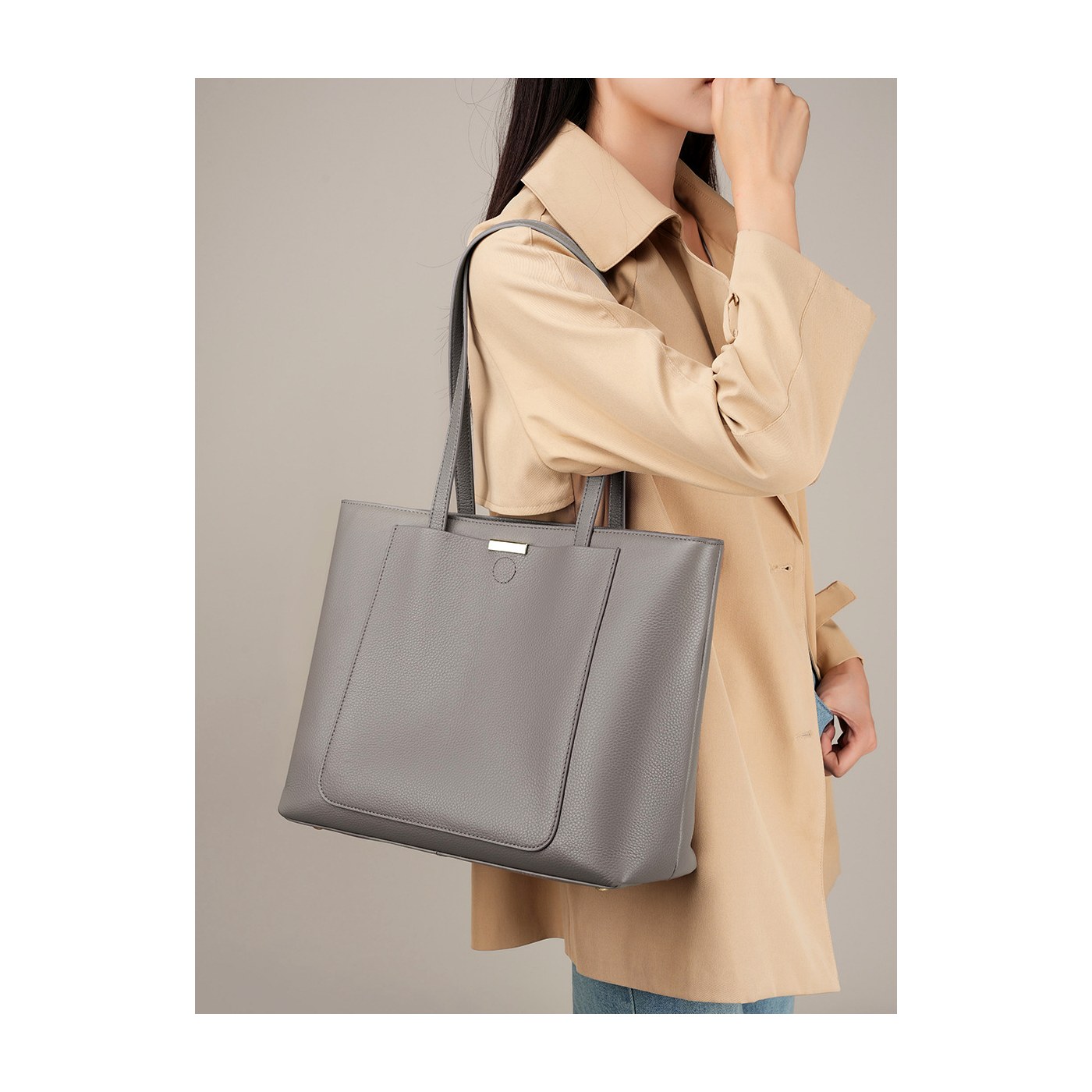 Product image 5 of Large Pebbled Leather Commuter Tote for wholesale handbag buyers