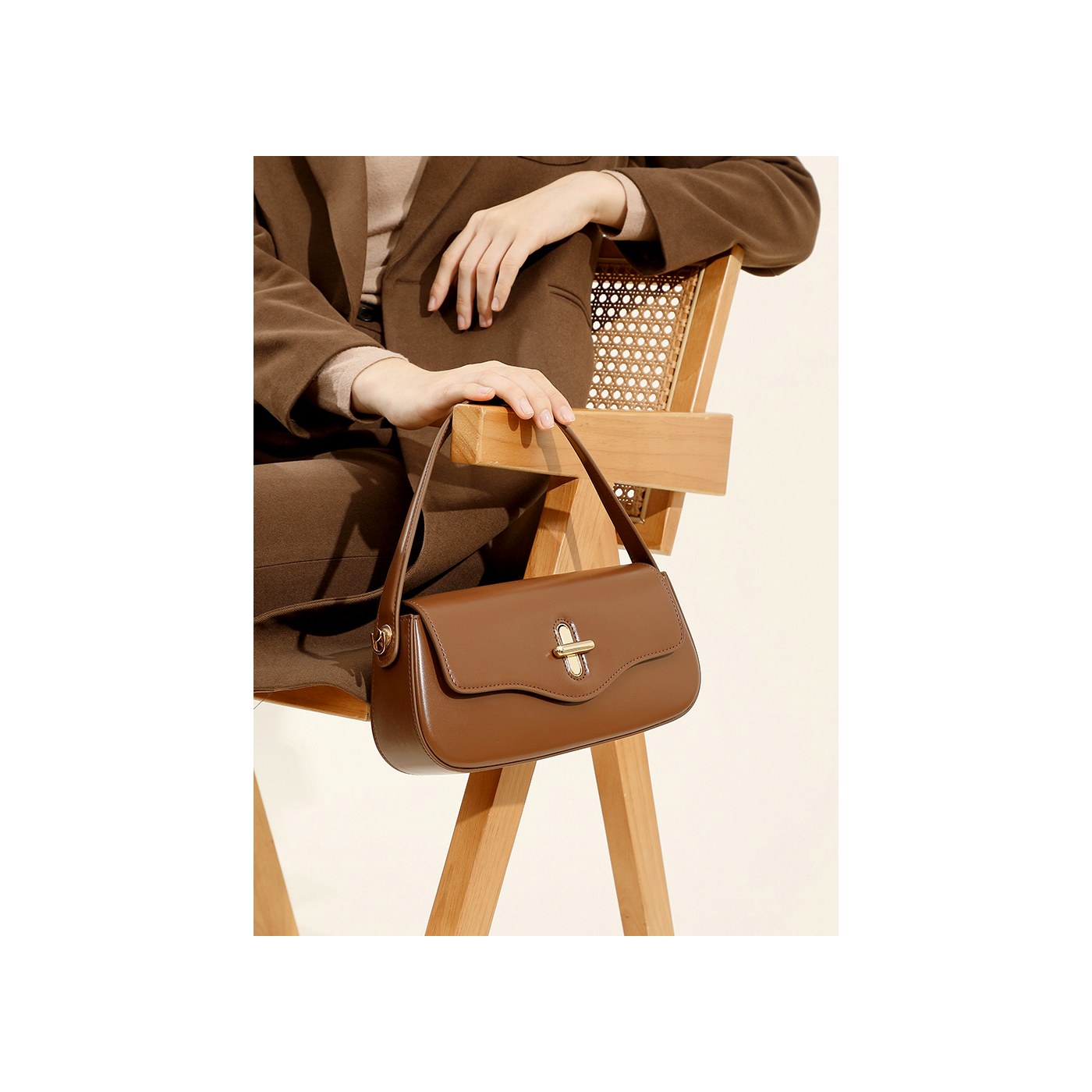 Product image 2 of Curved Leather Baguette Underarm Bag for wholesale handbag buyers