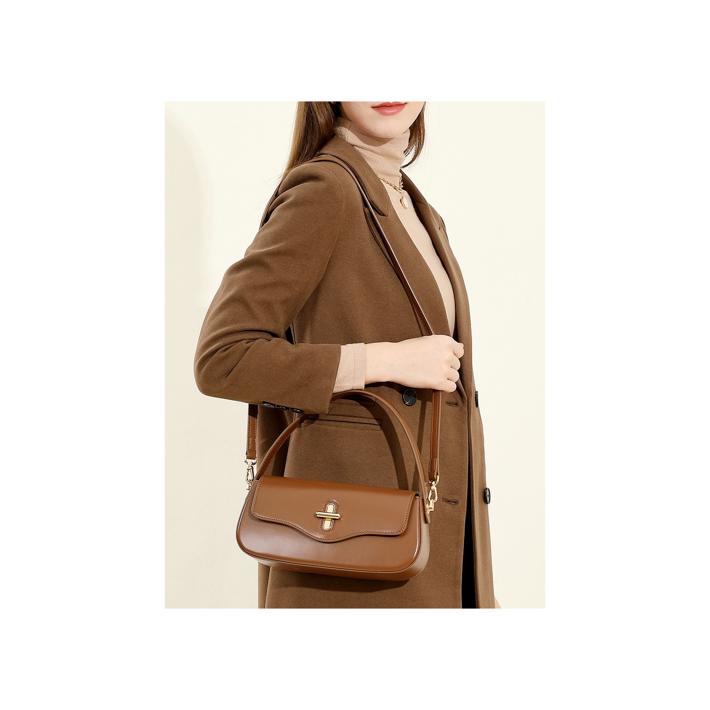 Product image 3 of Curved Leather Baguette Underarm Bag for wholesale handbag buyers