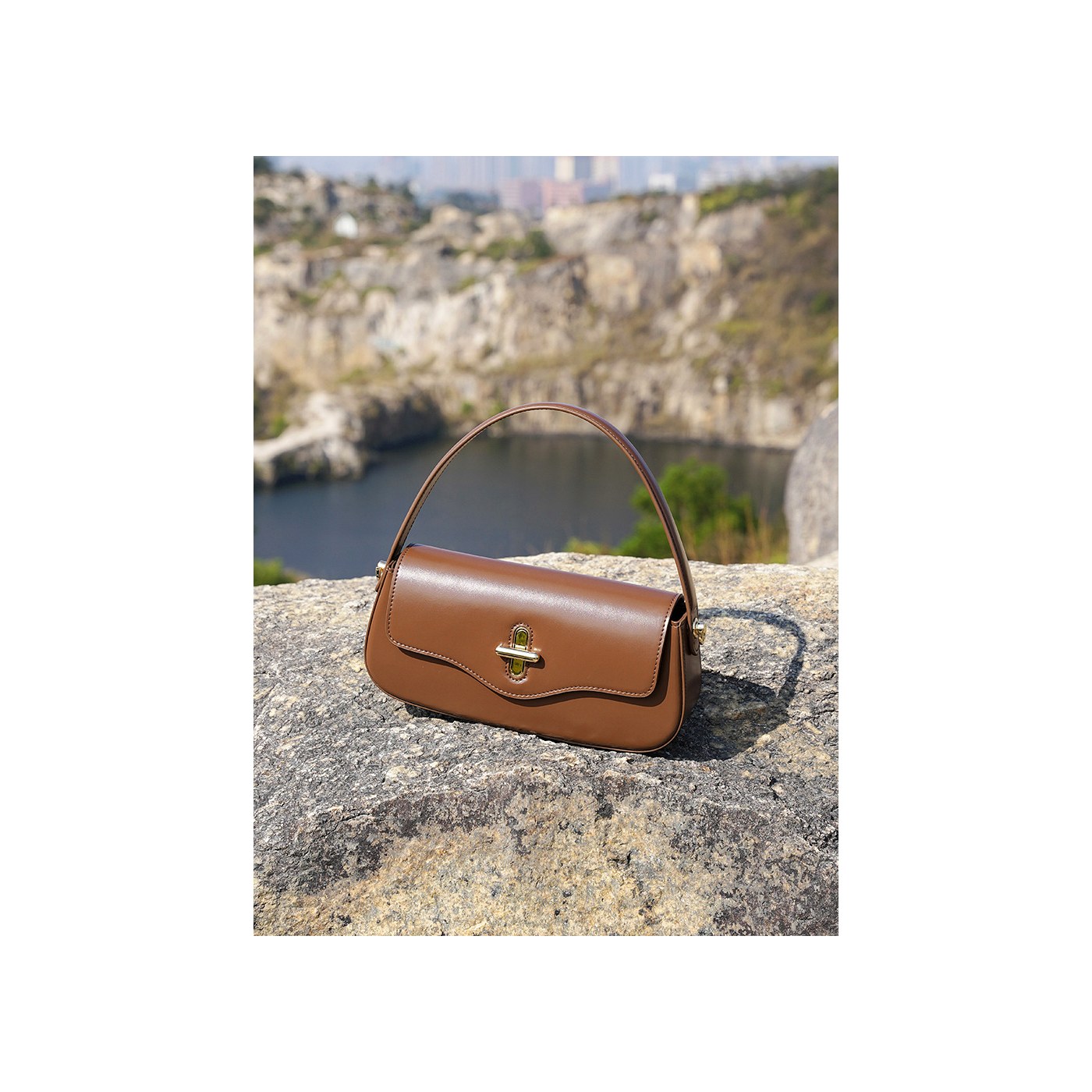Product image 5 of Curved Leather Baguette Underarm Bag for wholesale handbag buyers
