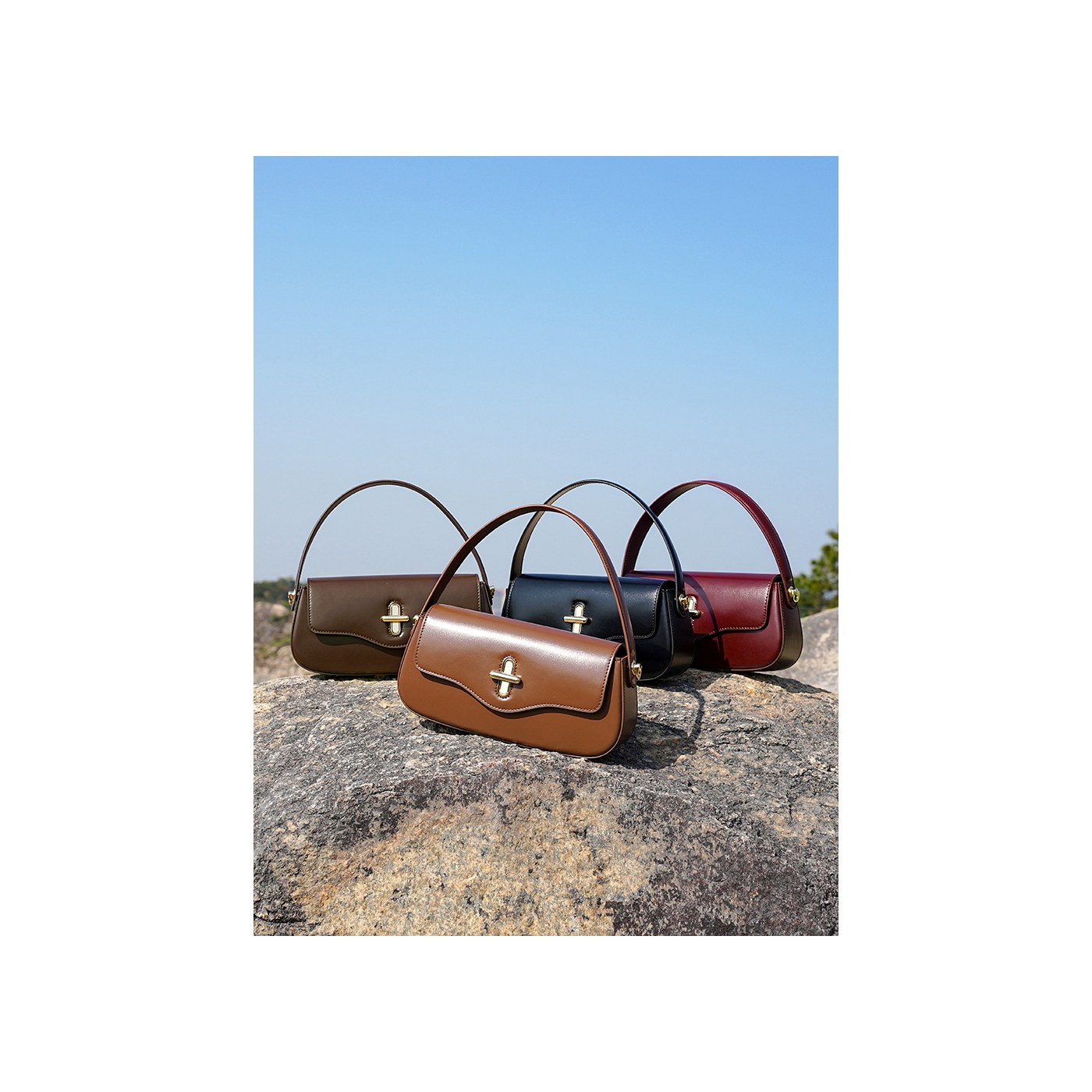 Product image 6 of Curved Leather Baguette Underarm Bag for wholesale handbag buyers