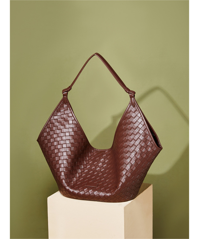 Product image 2 of Large Woven Genuine Leather Tote Bag for wholesale handbag buyers
