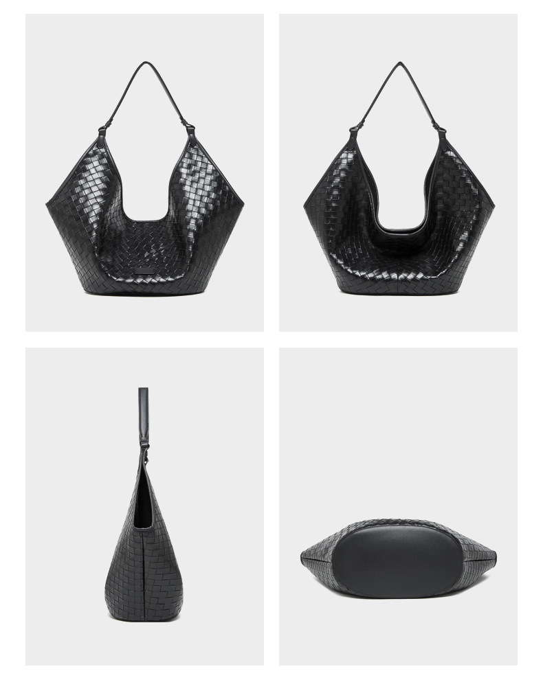 Product image 3 of Large Woven Genuine Leather Tote Bag for wholesale handbag buyers