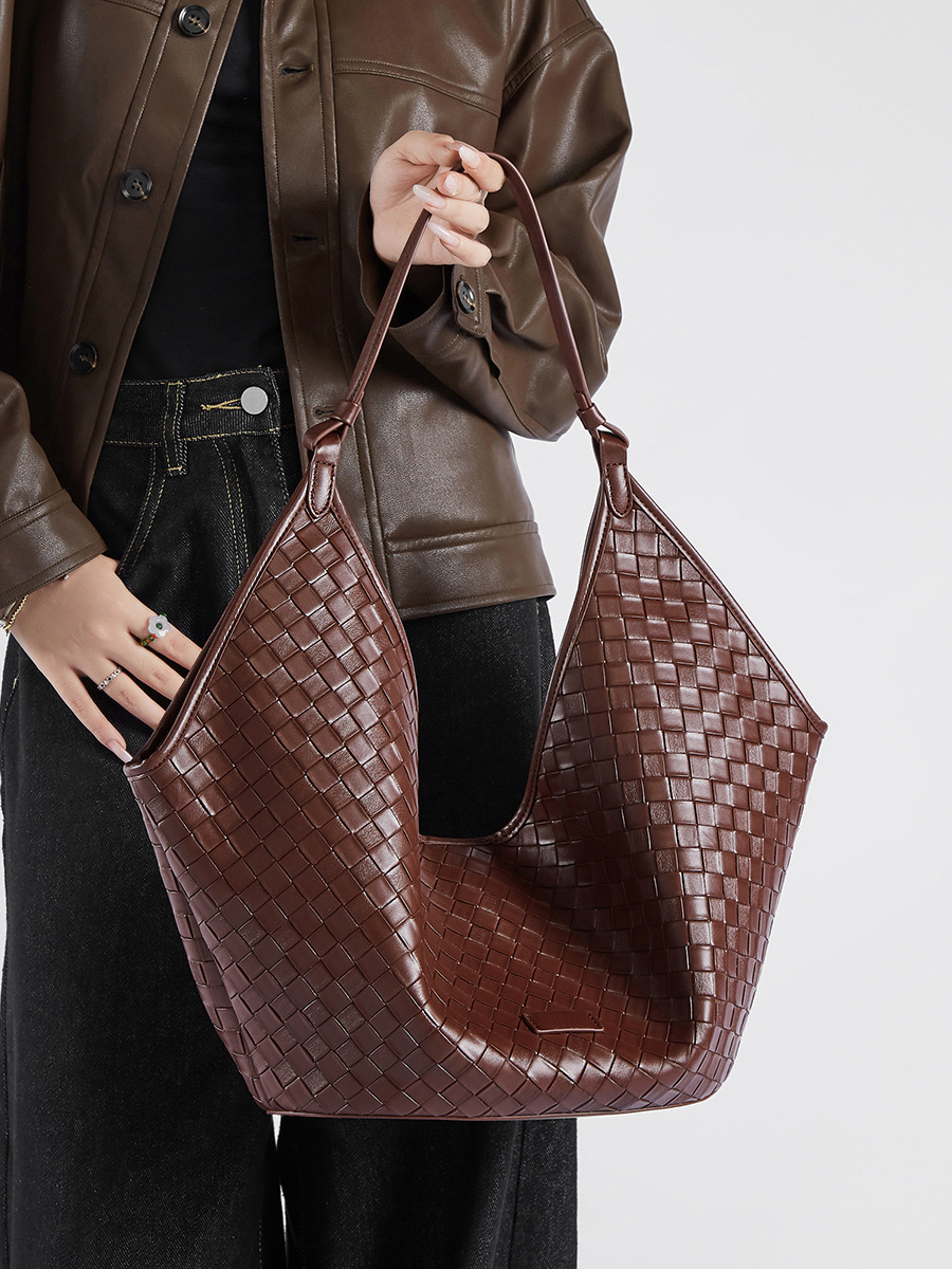 Product image 7 of Large Woven Genuine Leather Tote Bag for wholesale handbag buyers