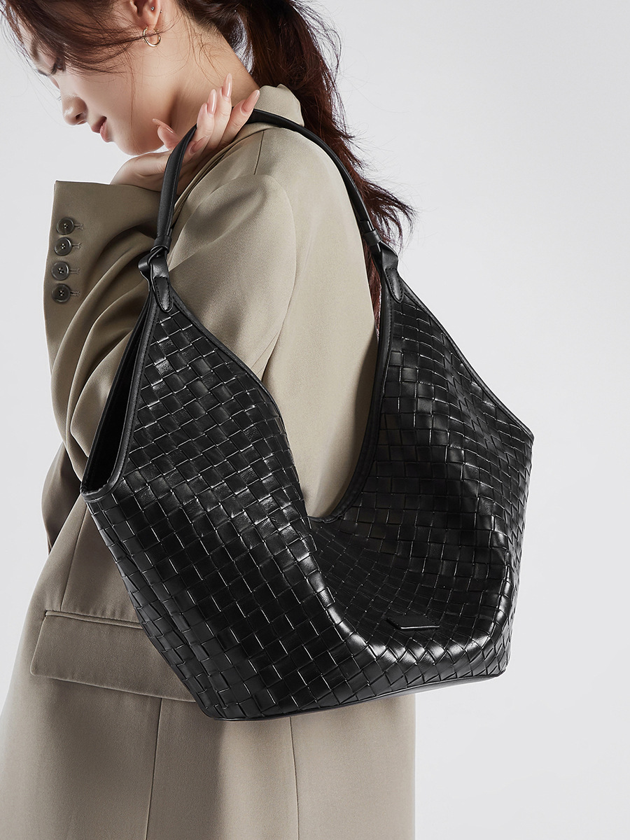 Product image 8 of Large Woven Genuine Leather Tote Bag for wholesale handbag buyers