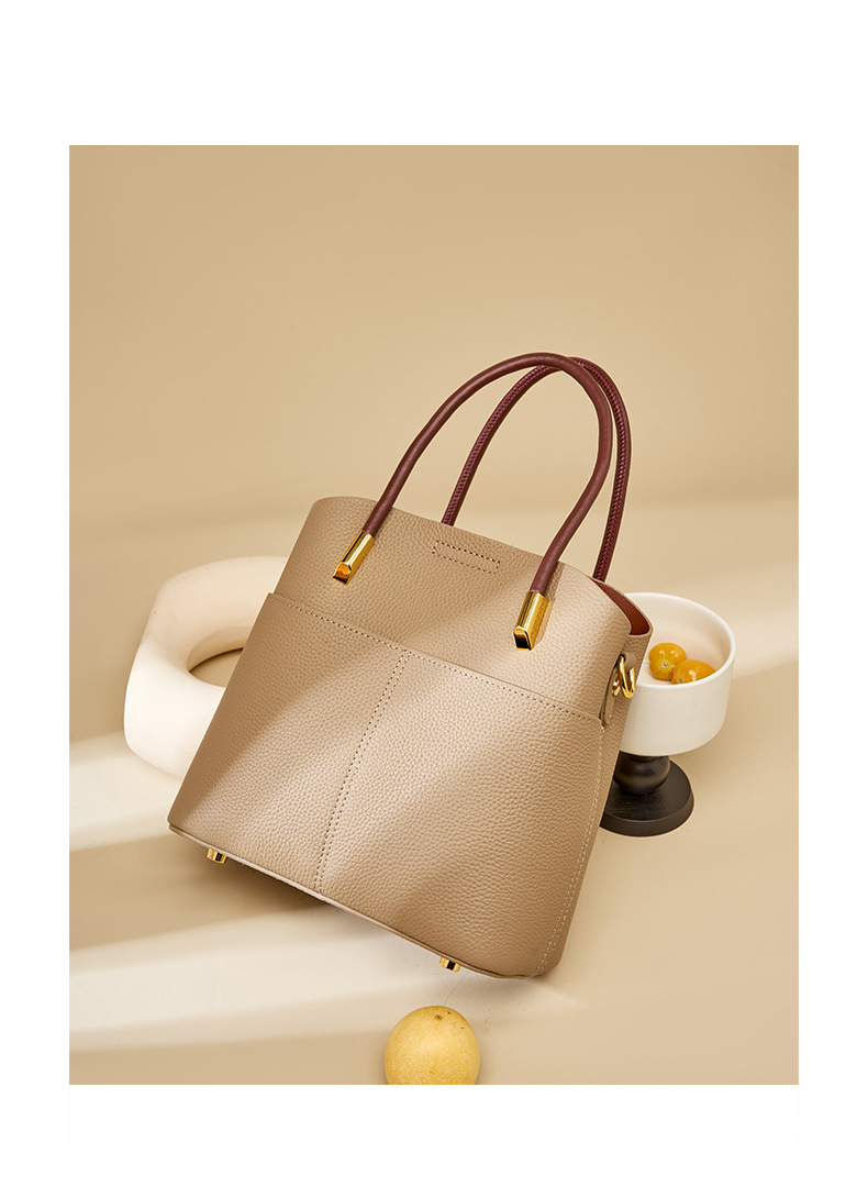 Product image 3 of Structured Genuine Leather Bucket Bag for wholesale handbag buyers