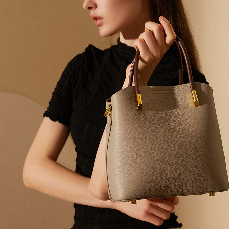 Product image 6 of Structured Genuine Leather Bucket Bag for wholesale handbag buyers