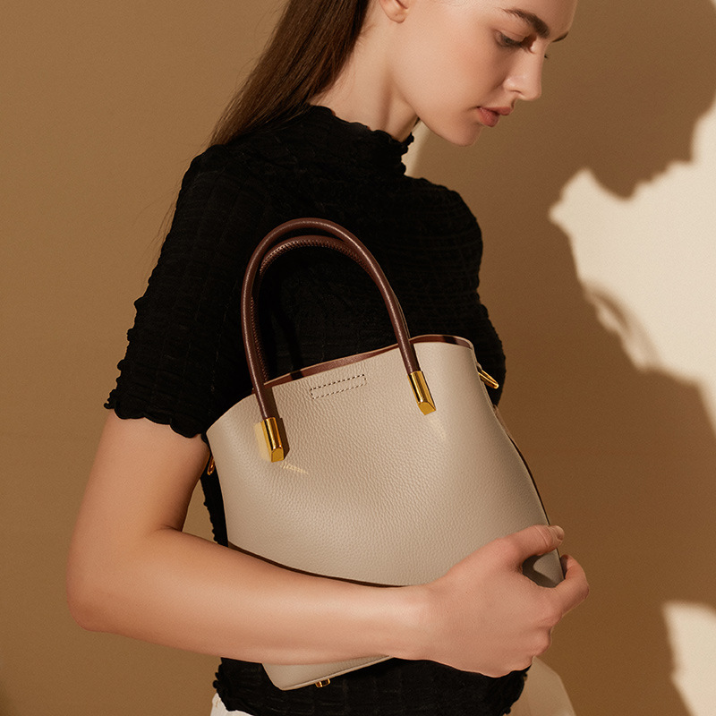 Product image 7 of Structured Genuine Leather Bucket Bag for wholesale handbag buyers