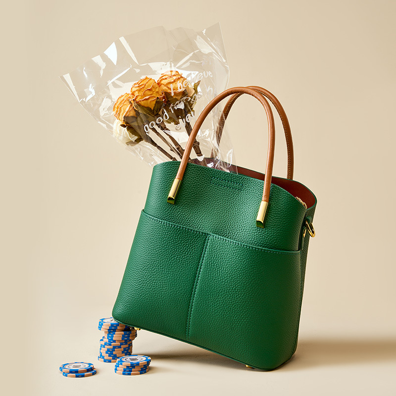 Structured Genuine Leather Bucket Bag product image for B2B handbag collection