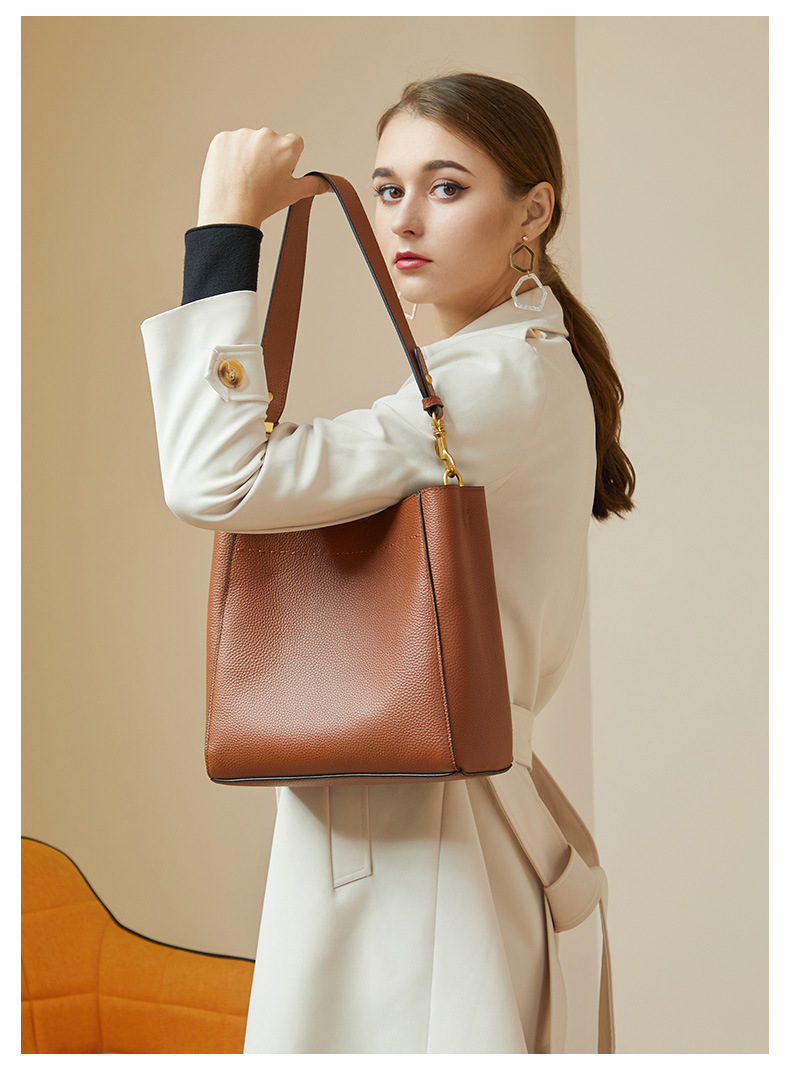 Product image 4 of Vintage Leather Bucket Tote Bag for wholesale handbag buyers