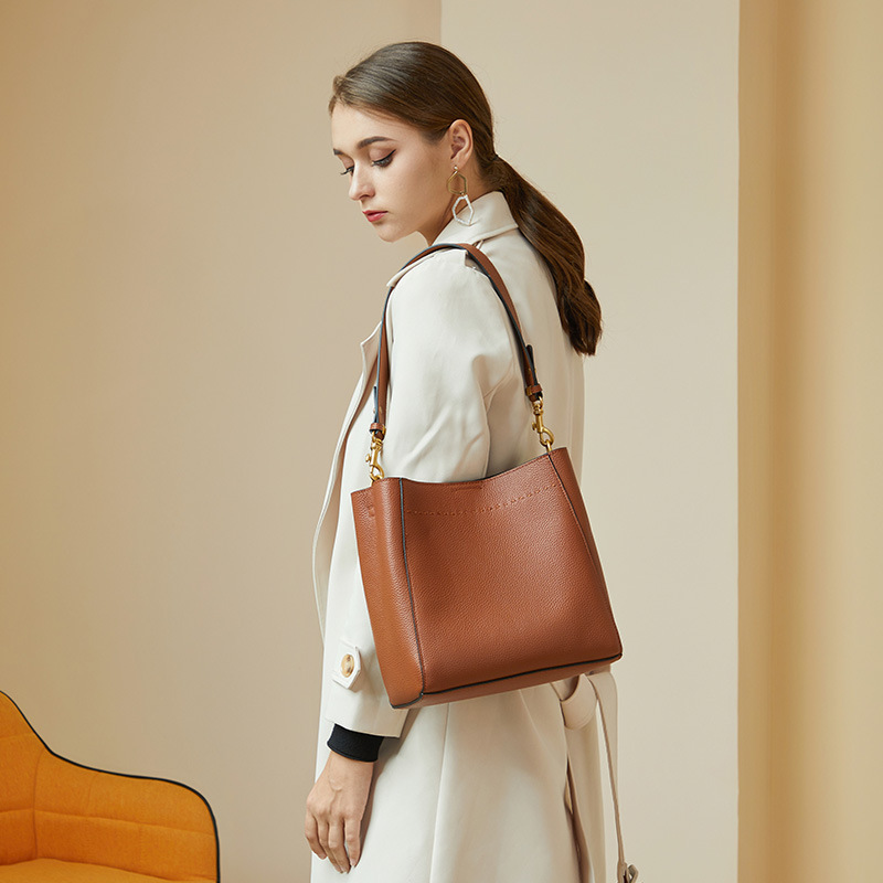 Product image 7 of Vintage Leather Bucket Tote Bag for wholesale handbag buyers