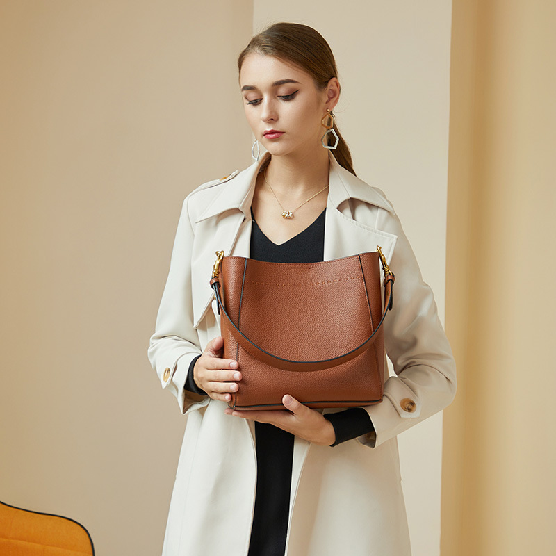 Product image 8 of Vintage Leather Bucket Tote Bag for wholesale handbag buyers