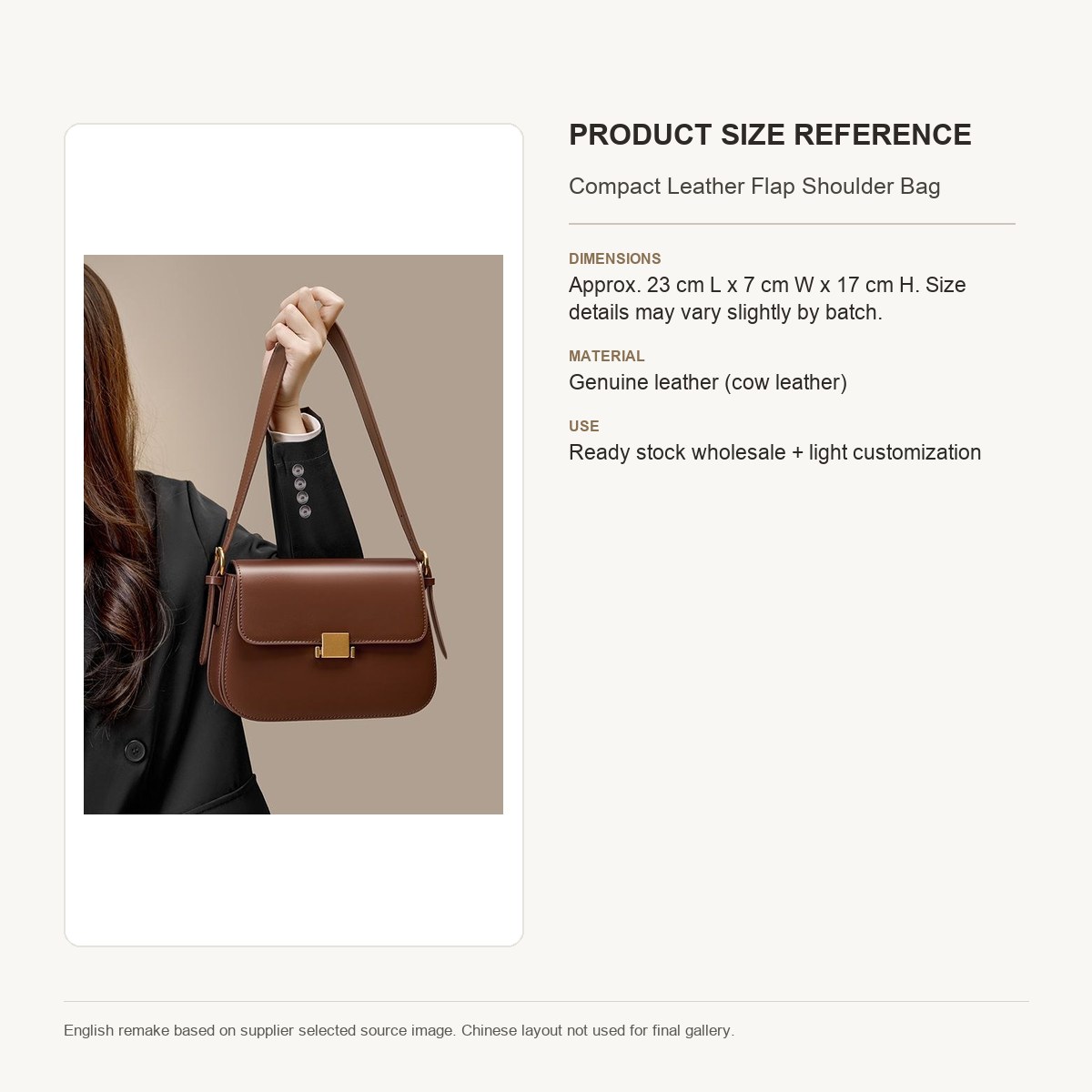 Product image 9 of Compact Leather Flap Shoulder Bag for wholesale handbag buyers