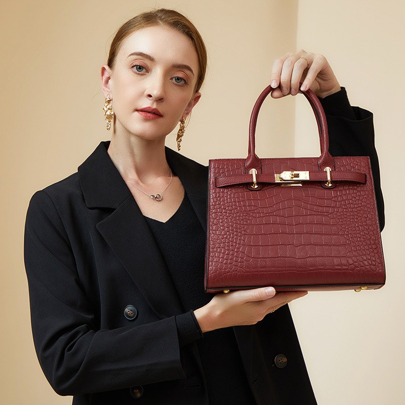Product image 2 of Croc Embossed Leather Top Handle Handbag for wholesale handbag buyers